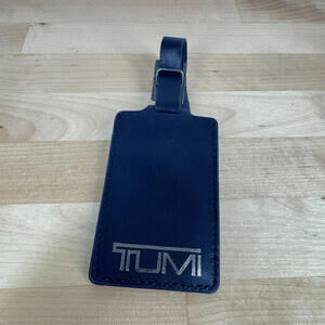 Tumi Luggage Tag Patch in Navy Blue w/Silver Logo‎ Leather